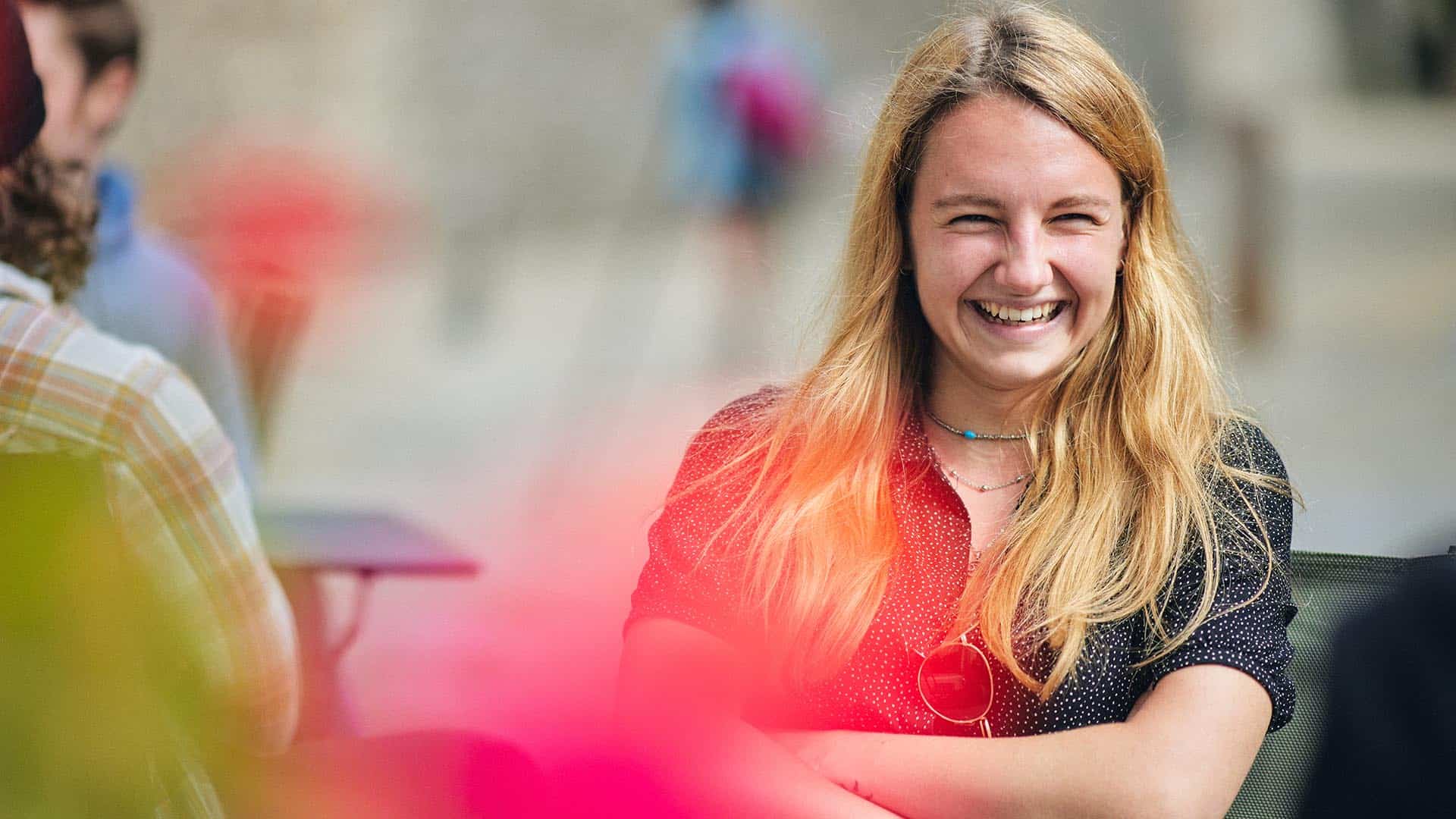 21 Student Chichester Cafe 1920 X 1080 59 student outside smiling