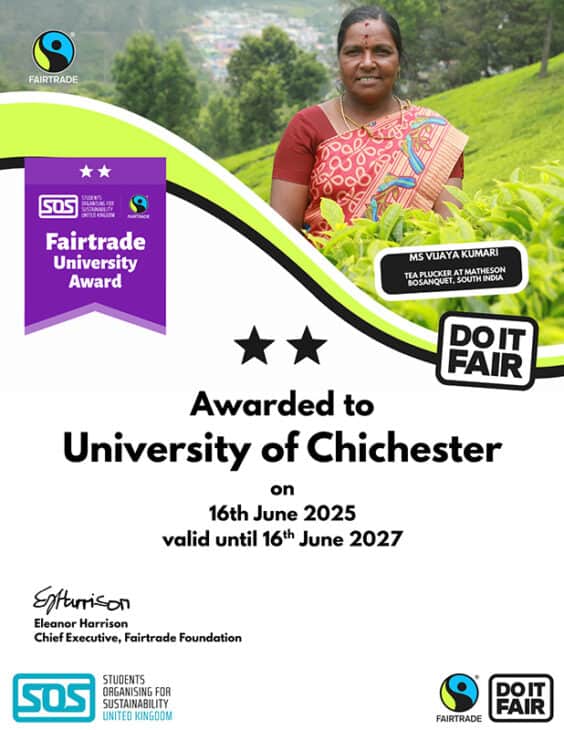 University of Chichester Fairtrade Certificate University of Chichester Fairtrade Certificate